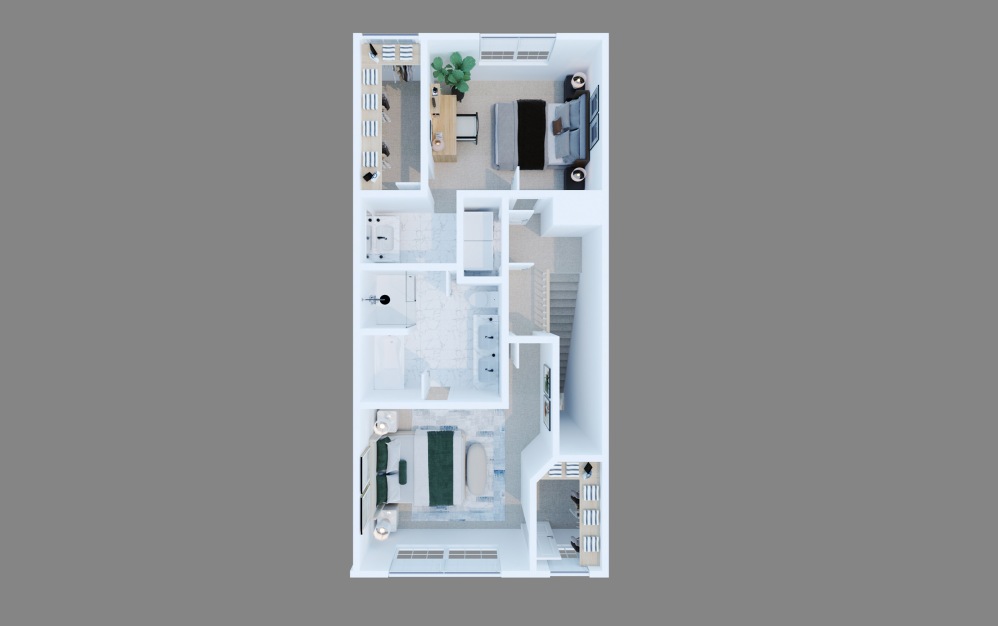 The Lariat (2191) - 2 bedroom floorplan layout with 1.5 bathroom and 1274 - 1329 square feet (Floor 2)