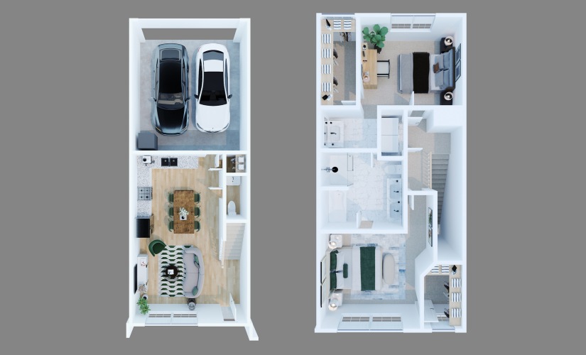 The Lariat (2191) - 2 bedroom floorplan layout with 1.5 bathroom and 1274 - 1329 square feet