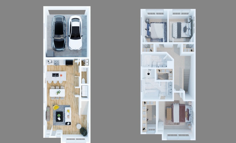 The Remington (3192) - 3 bedroom floorplan layout with 2.5 bathrooms and 1380 - 1495 square feet