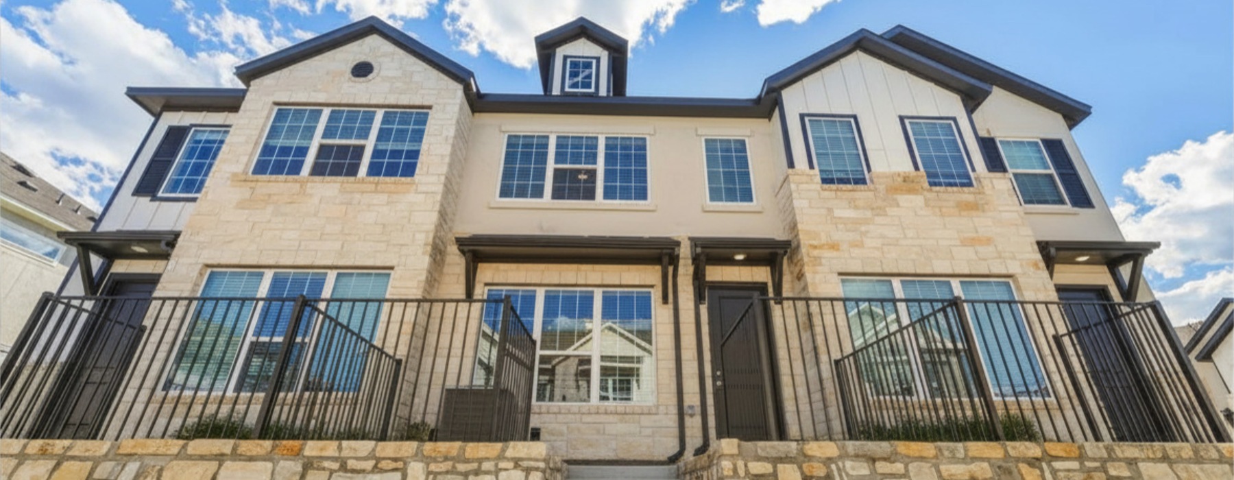 Two-bedroom townhomes with attached garage at West End Estates in New Braunfels, TX
